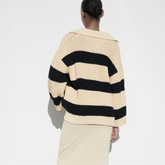 Zara Cream and Black Chunky Oversized Sweater - Picture 5 of 8